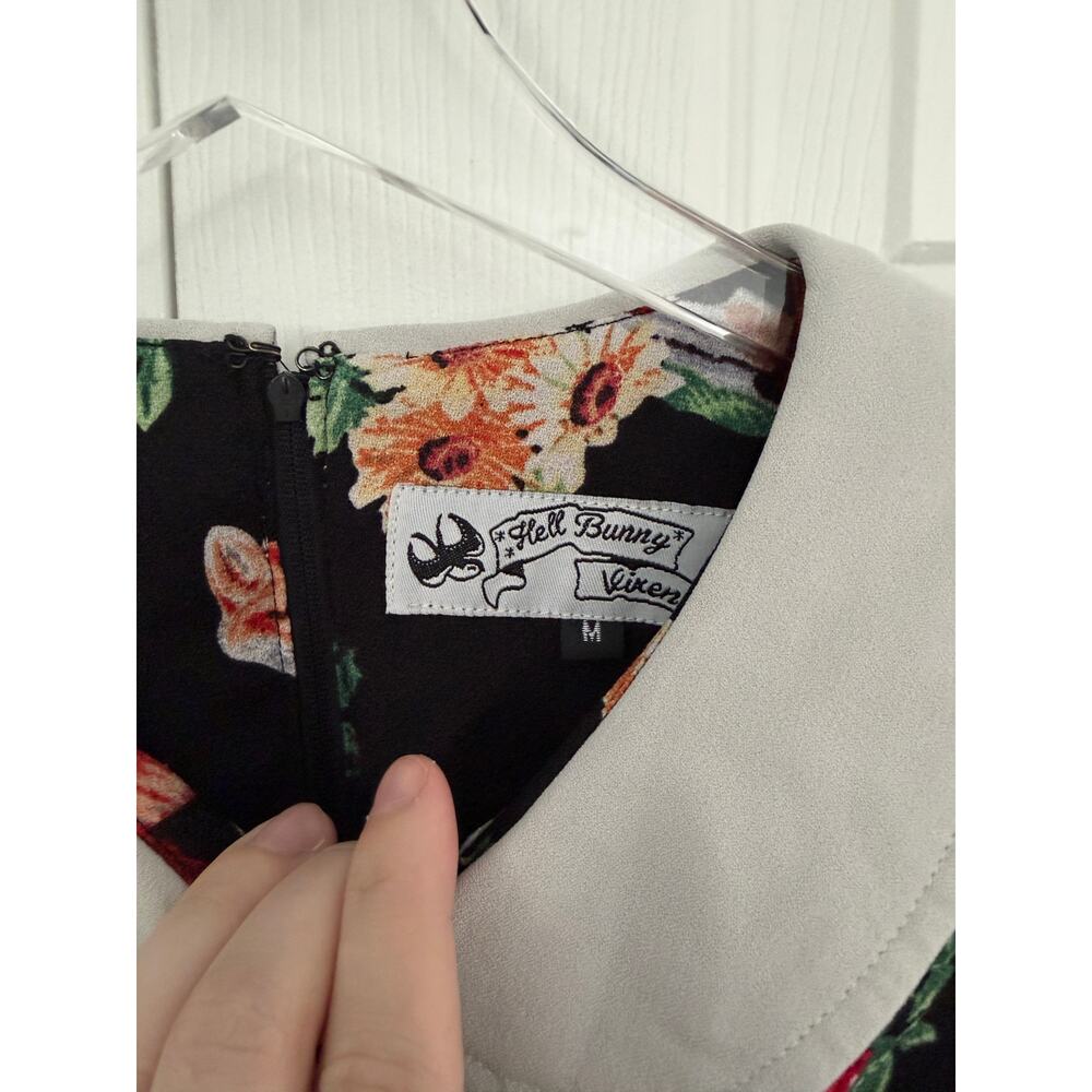 Hell Bunny Vixen Woodland Creature Fox Deer Floral Peter Pan Collar Dress Retro - Picture 4 of 10